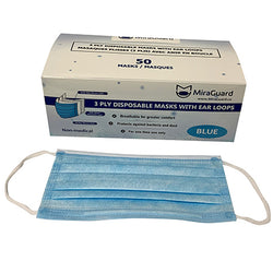 E50 3 Ply Blue Disposable Mask w/Ear Loops - 50/box