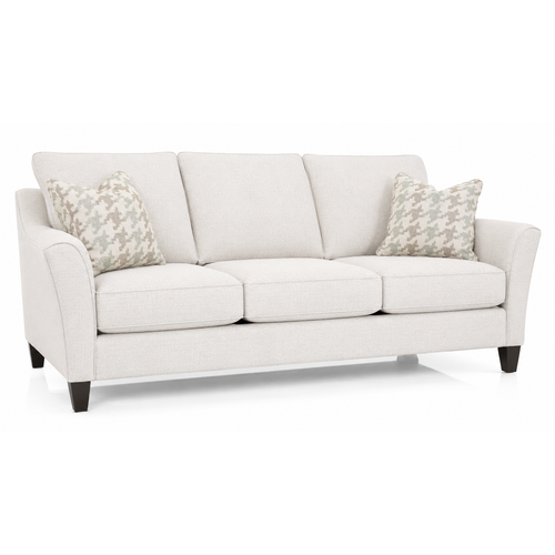 White sofa with decorative pillows on a white background