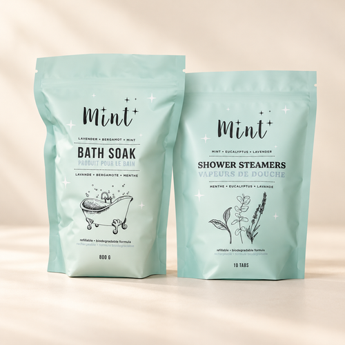 A Moment to Unwind gift set with Mint bath soak and shower steamers