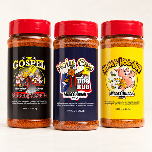 Backyard Flavour gift set with Gospel, Holy Cow and Honey Hog barbecue rubs