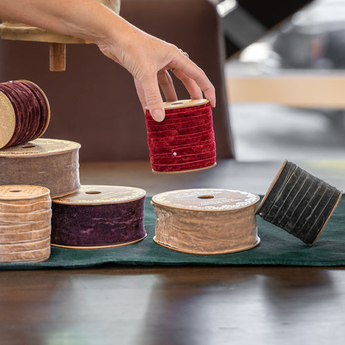 GP Home holiday styling: velvet ribbon spools styling.