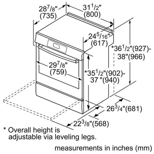Bosch Range 30" Induction Slide in - 800 Series - Ss