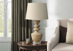 Round Table Lamp with Beige Shade 28" - Beige