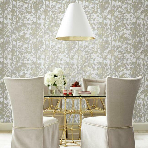 Shimmering Foliage Wallpaper - White