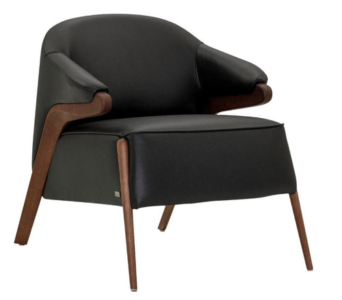 Osa Armchair in Walnut & Black Leather