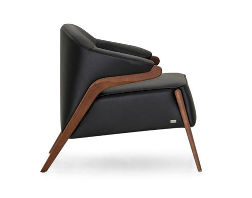 Osa Armchair in Walnut & Black Leather