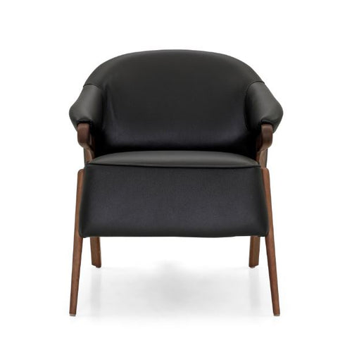 Osa Armchair in Walnut & Black Leather
