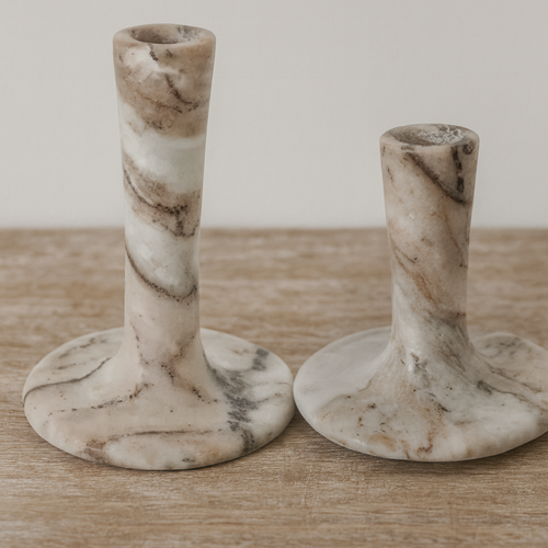 East Tall Candle Holder Brown Torrent Marble