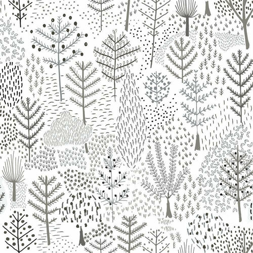 Folklore Trees Peel & Stick Wallpaper - Grey