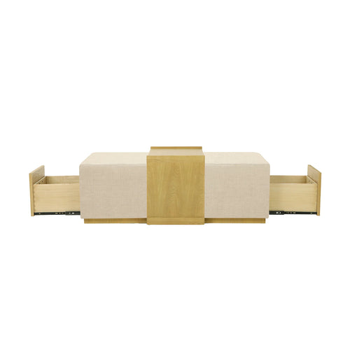 Elara Storage Ottoman - Barley Chenille