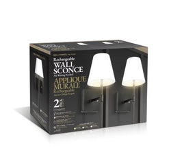 Rechargeable LED Wall Light Fixtures - Matte Black, 2 Pack