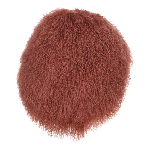 Lamb Fur Dome Pillow - Orange