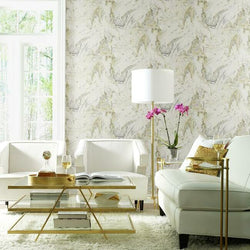 Oil & Marble Wallpaper - White/gold