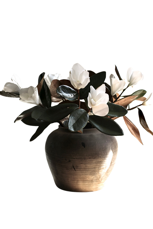 Magnolia Stems Faux Flowers with Leaves