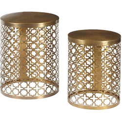 Perforated Metal End Tables - Set of 2