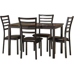 Faux Marble Dining Set - 5 Piece - Black