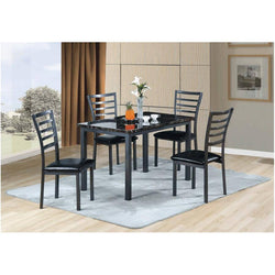 Faux Marble Dining Set - 5 Piece - Black