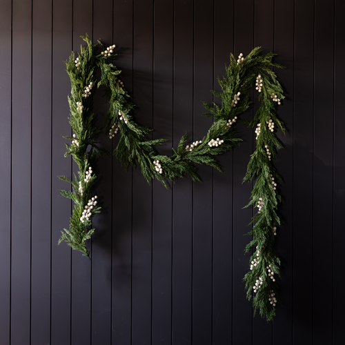 White Plum Frosted Berry Norfolk Cypress Real Touch Garland