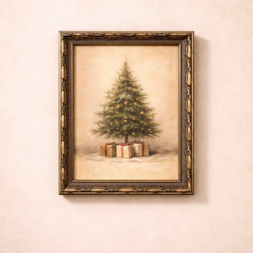 Rustic Christmas Tree Framed Art
