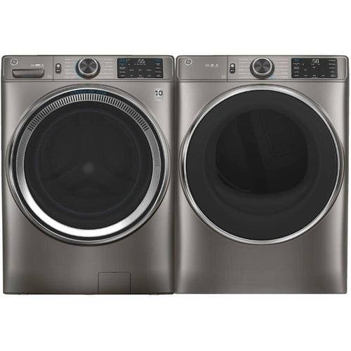 GE 28" 7.8 cu. ft. Electric Front Load Dryer with Built-In Wifi - Satin Nickel