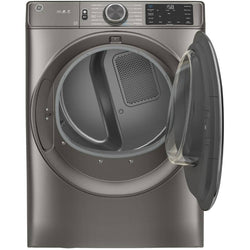 GE 28" 7.8 cu. ft. Electric Front Load Dryer with Built-In Wifi - Satin Nickel