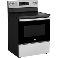 GE 30" 5 Cu. Ft. Freestanding Smooth Top Electric Range with Dual Bake Element - Stainless Steel