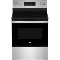 GE Range 30" 5 cu. ft. Freestanding Smooth Top Electric with Dual Bake Element & Storage Drawer - Stainless Steel