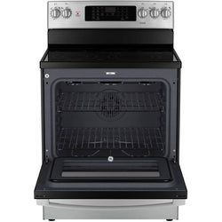 GE Range 30" 5.0 Cu. Ft. Smooth Top Electric True Convection Range with No Preheat Air Fry - Stainless Steel