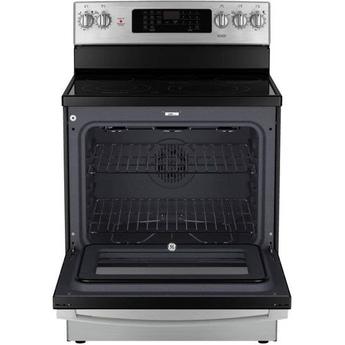 GE Range 30" 5.0 Cu. Ft. Smooth Top Electric True Convection Range with No Preheat Air Fry - Stainless Steel