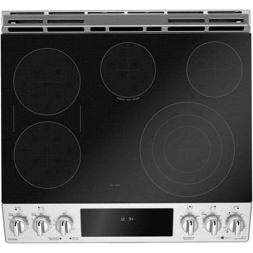 GE Profile 30" 5.3 Cu. Ft. Slide-In Smooth Top Electric Convection Range - Stainless Steel