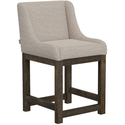 24" Upholstered Barstool with Wooden Frame & Base - Beige