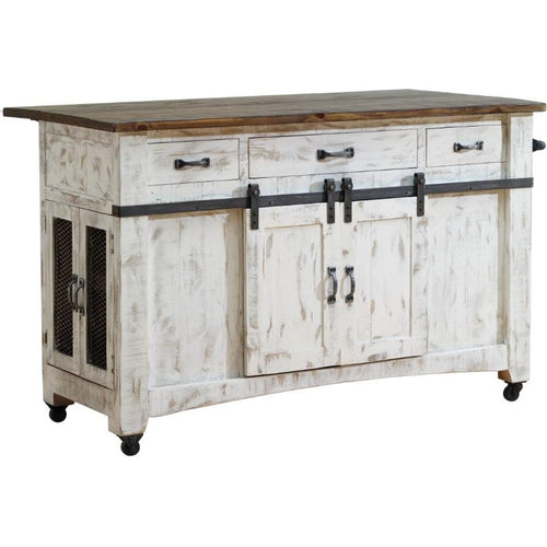 Pueblo White Kitchen Island 60"