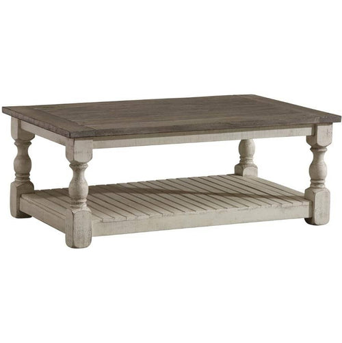 Stone Rectangular Coffee Table - White with Grey Top