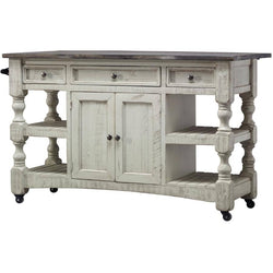 Stone Kitchen Island 59.75" - Weathered White