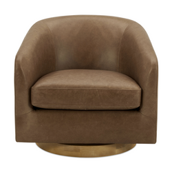 Oscy Leather Swivel Chair Tan