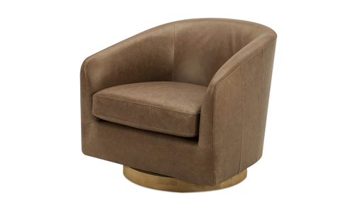 Oscy Leather Swivel Chair Tan