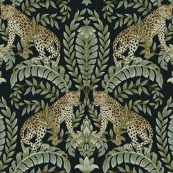 Jungle Leopard Wallpaper - Black