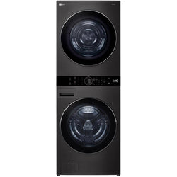 LG 27" Laundry Tower with 5.8 cu. ft. Front Load Washer & 7.8 cu. ft Electric Ventless Heat Pump Dryer - Black Steel