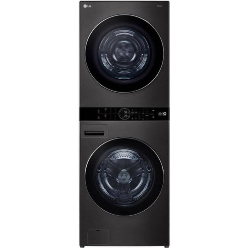 LG 27" Laundry Tower with 5.8 cu. ft. Front Load Washer & 7.8 cu. ft Electric Ventless Heat Pump Dryer - Black Steel