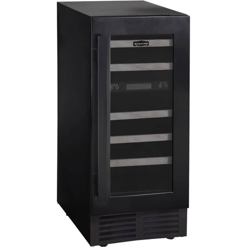 Marathon Wine Cooler 15" Dual Zone, 28 Bottles - Black Steel