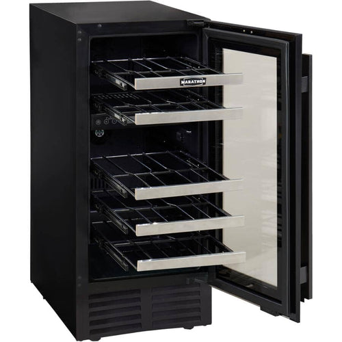 Marathon Wine Cooler 15" Dual Zone, 28 Bottles - Black Steel