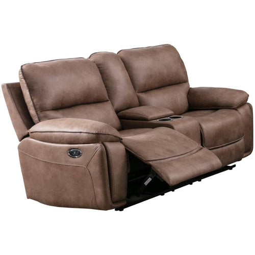 Easton Brown Reclining Loveseat With Console