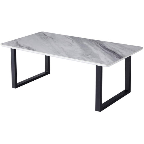 Leander Coffee Table with Metal Legs - Black/Grey