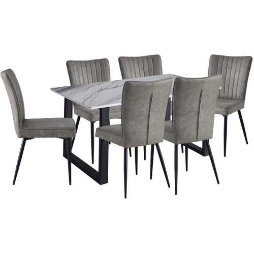 Leander Dining Chair with Metal Legs - Grey