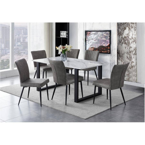 Leander Dining Chair with Metal Legs - Grey