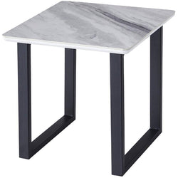 Leander End Table with Metal Legs - Black/Grey