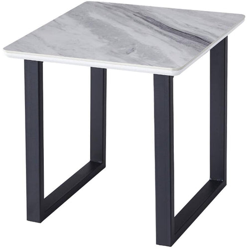 Leander End Table with Metal Legs - Black/Grey