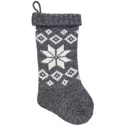 Heather Snowflake Knit Stocking 20" - Grey