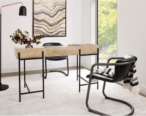 Freeman Dining Chair Onyx Black Leather - Set Of Two