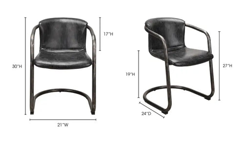 Freeman Dining Chair Onyx Black Leather - Set Of Two